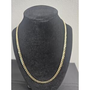 20in. 14k Gold-Plated over brass- 4mm Diamond cut Cuban Link Chain Necklace